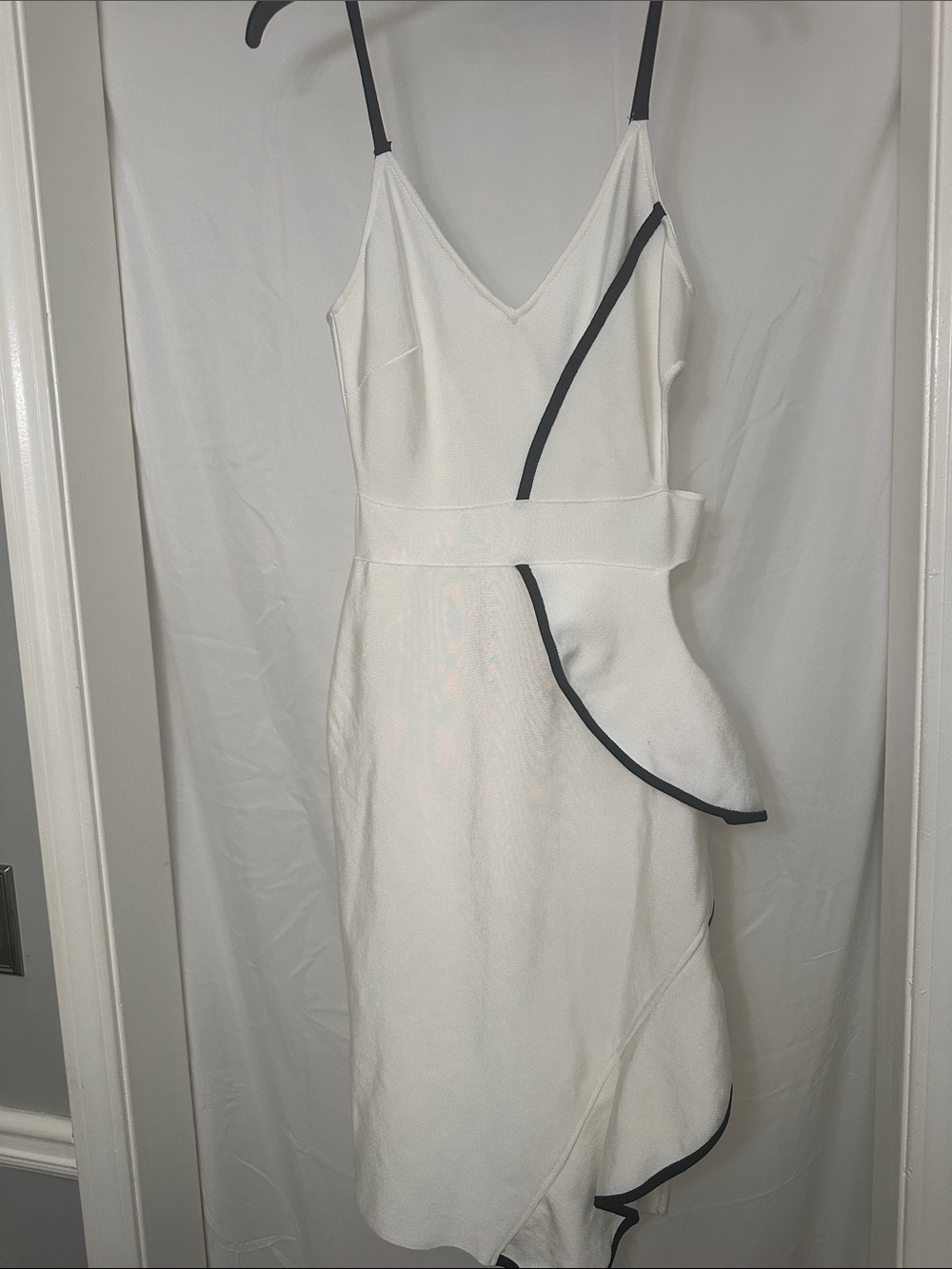 EGO White Midi Dress with Black Piping